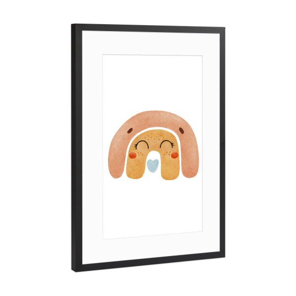 Poster mit Rahmen Schwarz (Metallic) "Regenbogen-Design-Aquarell" artboxONE - Für Kinder,Abstrakt