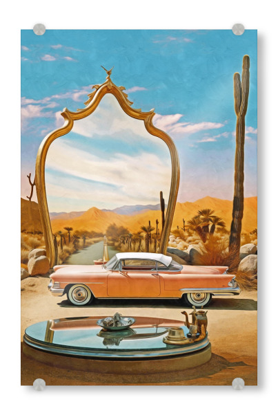 Acrylglasbild "SURREALISMUS-AUTO UND SPIEGEL" artboxONE - Tiere,Abstrakt - Surrealismus,Innenarchitektur,Moderne kunst,Nachrichten,Auto,Surreal