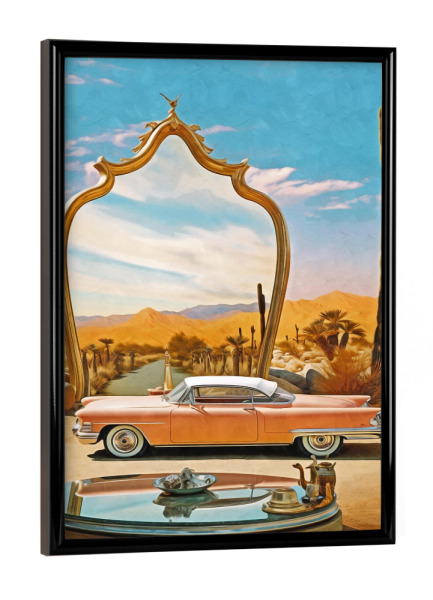 Poster mit schwarzem Rahmen "SURREALISMUS-AUTO UND SPIEGEL" artboxONE - Tiere,Abstrakt