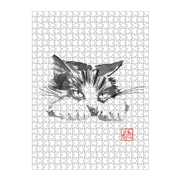 Puzzle Ravensburger "Boudeur" artboxONE - Tiere - Katze,Sumie,Japan,Schwarzweiß - Bild katze