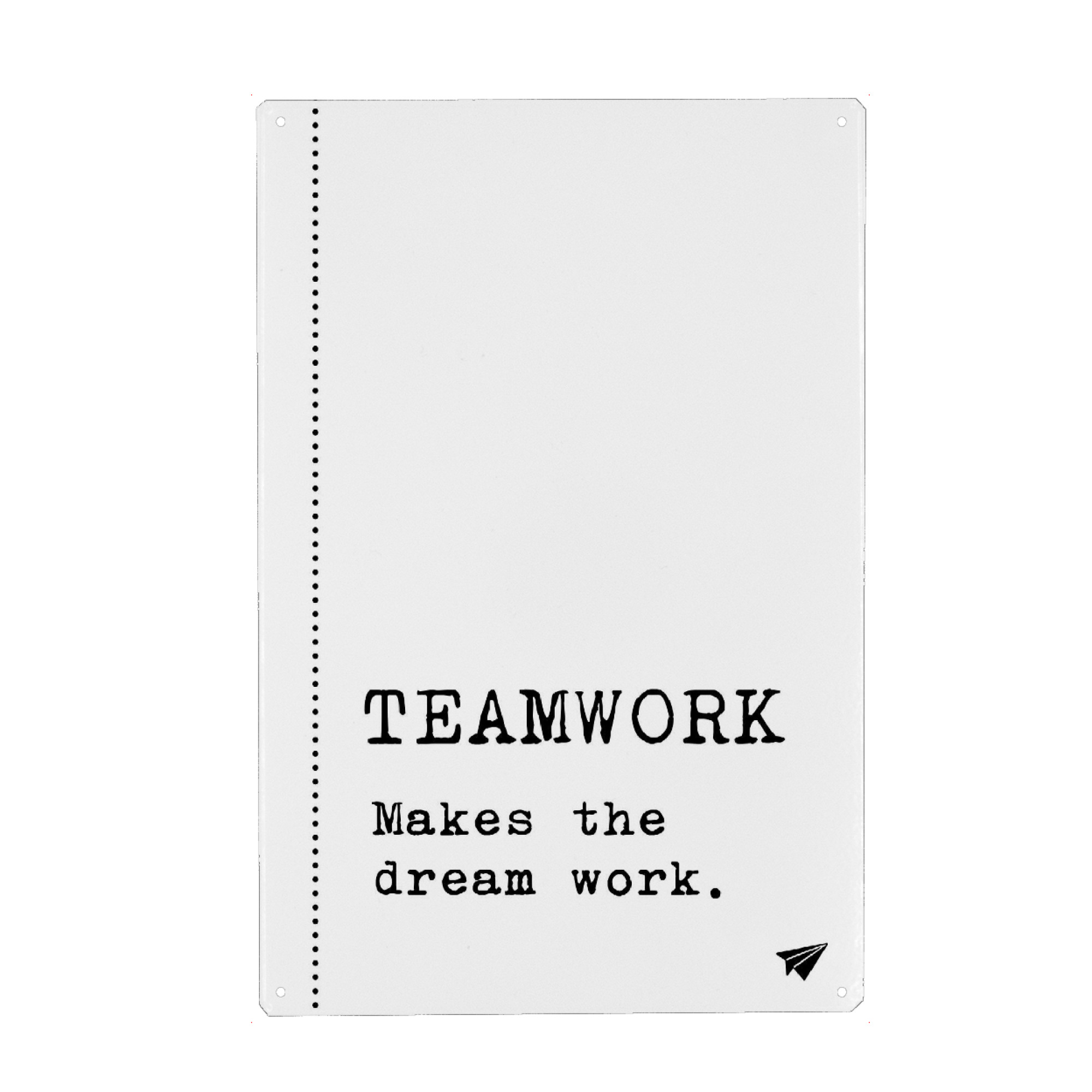 Metall Poster "Teamwork makes the dream work" artboxONE - Typografie