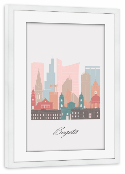 Poster mit Rahmen weiß "Skyline von Bogotá im Pastellstil" artboxONE - Städte,Reise,Architektur,Kartografie