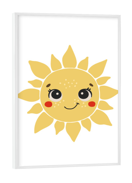 Poster mit weißem Rahmen "Babysonne mit Augendesign" artboxONE - Tiere,Abstrakt,Lustig
