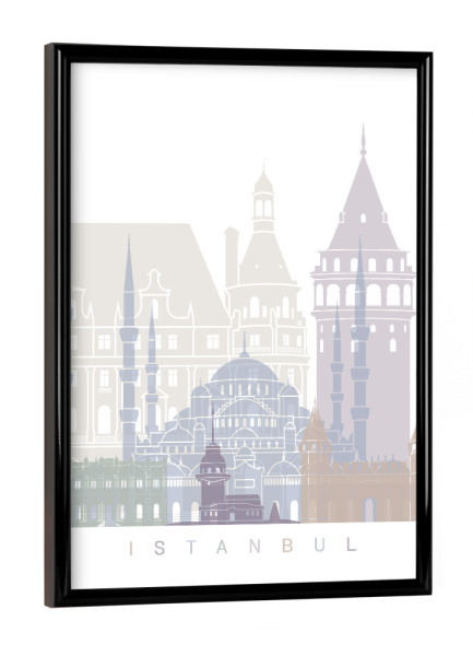 Poster mit schwarzem Rahmen "ISTANBUL SKYLINE PASTELL-b" artboxONE - Städte,Architektur