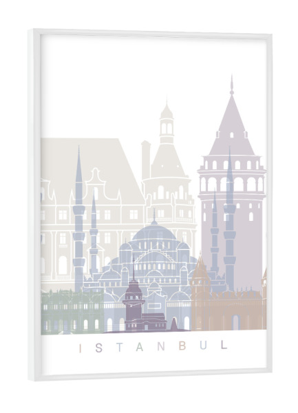 Poster mit weißem Rahmen "ISTANBUL SKYLINE PASTELL-b" artboxONE - Städte,Architektur