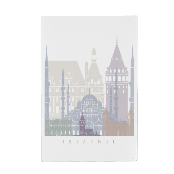 Holzbild "ISTANBUL SKYLINE PASTELL-b" artboxONE - Städte,Architektur