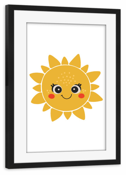Poster mit Rahmen schwarz "Fröhliche Sonnenillustration" artboxONE - Tiere,Abstrakt,Lustig