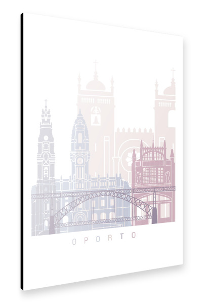 Alu-Dibond "OPORTO SKYLINE PASTELL" 30x20 cm artboxONE