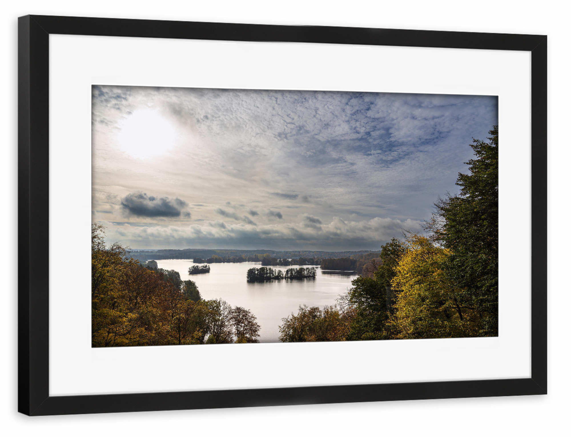 Poster mit Rahmen schwarz "See, Bäume, Himmel" artboxONE - Natur,Reise