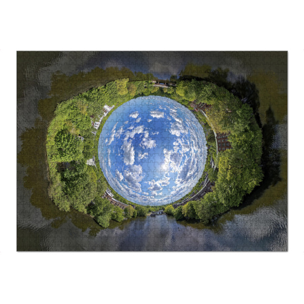 Puzzle Ravensburger "Fuhlsbüttler-Schleuse SkyGlobe" artboxONE - Städte,Städte / Hamburg,Natur,Reise,Architektur
