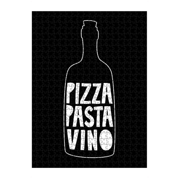 Puzzle Ravensburger "Pizza Pasta Vino (No.3)" artboxONE - Typografie,Essen & Trinken,Schwarzweiß,Essen & Trinken / Alkohol,Lustig