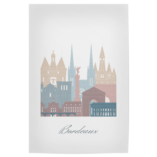 Poster "Bordeaux-Skyline-Stil in Erdtönen" artboxONE - Städte,Reise,Architektur,Kartografie