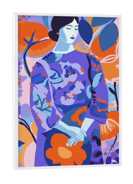 Poster mit weißem Rahmen "Woman In Flower Garden" artboxONE - Floral,Abstrakt,Für Mama