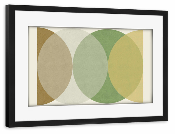 Poster mit Rahmen schwarz "Kreis Halbkreis - Grünes Gold" artboxONE - Abstrakt,Geometrie