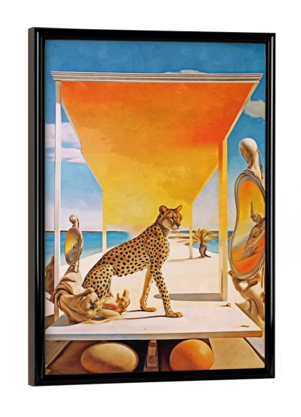 Poster mit schwarzem Rahmen "SURREALISMUS-GEPARD UND SPIEGEL" artboxONE - Tiere,Abstrakt