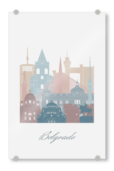 Acrylglasbild "Belgrader Skyline in Erdtönen" artboxONE - Städte,Reise,Architektur,Kartografie