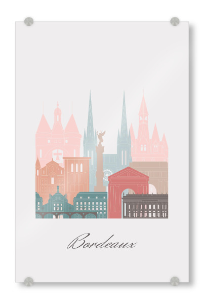 Acrylglasbild "Bordeaux-Skyline im Pastellstil" artboxONE - Städte,Reise,Architektur,Kartografie