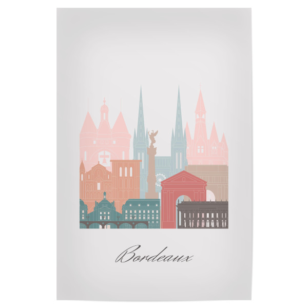 Poster 30x20 cm "Bordeaux-Skyline im Pastellstil" artboxONE - Städte,Reise,Architektur,Kartografie