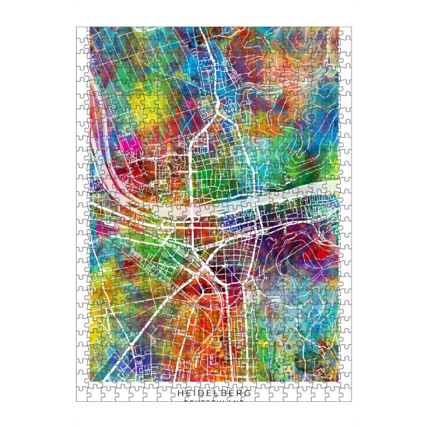 artboxONE Puzzle "Heidelberger Skyline-Farbe" artboxONE - Städte - Heidelberg,Deutschland,Stadtkarte,Karte,Aquarell,Malerei - Bild heidelberg