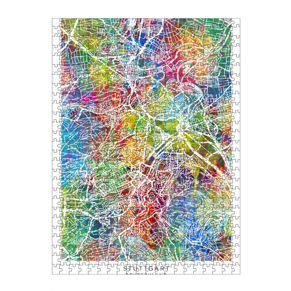 Puzzle Ravensburger "Stuttgart Stadtplan Farbe" artboxONE - Städte - Stuttgart,Deutschland,Stadtkarte,Karte,Aquarell,Malerei - Bild stuttgart