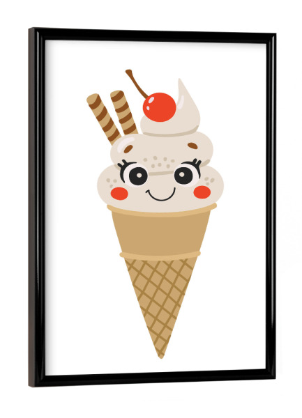 Poster mit schwarzem Rahmen "Fröhliche Eiscreme-Illustration" artboxONE - Essen & Trinken,Abstrakt