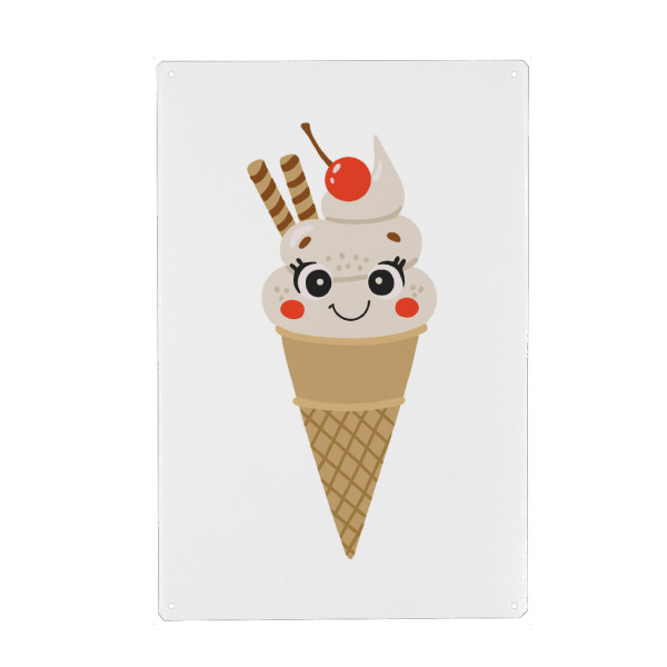 Holzbild "Fröhliche Eiscreme-Illustration" artboxONE - Essen & Trinken,Abstrakt