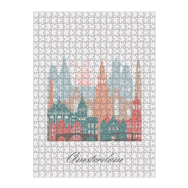 Puzzle Ravensburger "Amsterdamer Skyline im Pastellstil" artboxONE - Städte,Reise,Architektur,Städte / Amsterdam,Kartografie