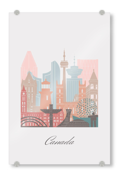 Acrylglasbild "Kanada-Skyline im Pastellstil" artboxONE - Städte,Reise,Architektur,Kartografie