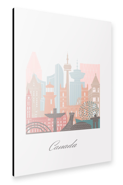 Alu-Dibond "Kanada-Skyline im Pastellstil" 30x20 cm artboxONE