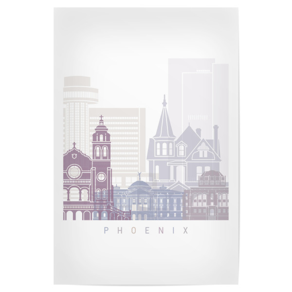 Poster "PHOENIX SKYLINE PASTELL" artboxONE - Städte,Architektur - Skyline,Denkmäler,Stadt,Tourismus,Wandgemälde,Pastellfarben,Turm,Städte