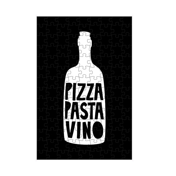 artboxONE Puzzle "Pizza Pasta Vino (No.2)" artboxONE - Typografie,Essen & Trinken,Schwarzweiß,Essen & Trinken / Alkohol,Lustig