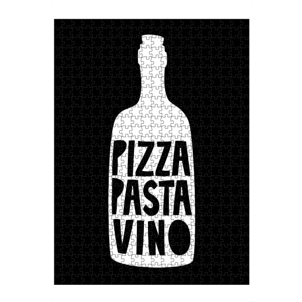 Puzzle Ravensburger "Pizza Pasta Vino (No.2)" artboxONE - Typografie,Essen & Trinken,Schwarzweiß,Essen & Trinken / Alkohol,Lustig