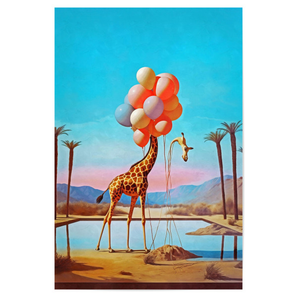 Poster 30x20 cm "SURREALISMUS GEPARD UND BALLON" artboxONE - Natur,Tiere,Abstrakt - Ballon,Surrealismus,Innenarchitektur,Moderne kunst,Giraffe,Tier