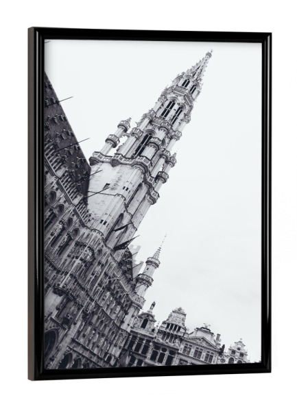 Poster mit schwarzem Rahmen "Brüssel, Groote Mart" artboxONE - Städte,Reise,Schwarzweiß,Architektur,Reise / Länder