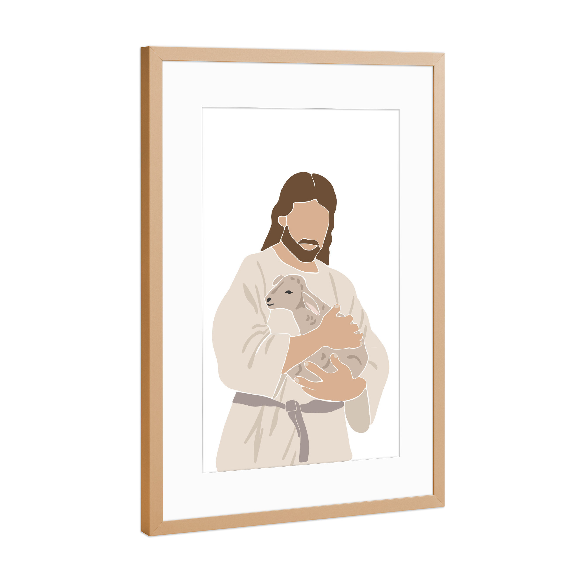 Poster mit Rahmen Kupfer "Jesus-Hirte-Porträtkunst" artboxONE - Tiere,Menschen