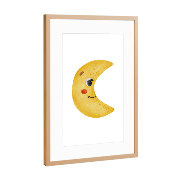 Poster mit Rahmen Kupfer "Aquarellmond, Babyillustration" artboxONE - Für Kinder,Abstrakt