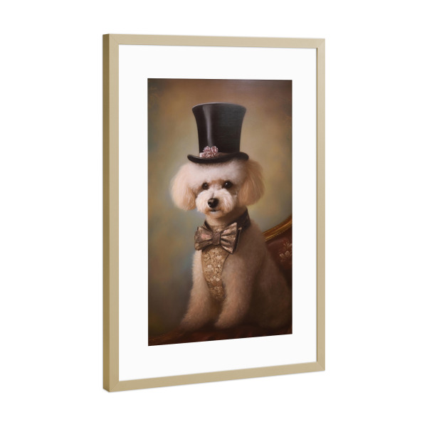 Poster mit Rahmen Gold "Viktorianischer Toy-Pudel" artboxONE - Tiere