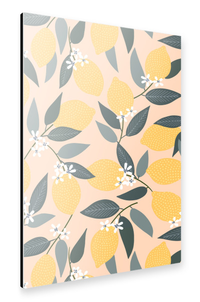 Alu-Dibond "Rosa Zitronenmuster" 30x20 cm artboxONE