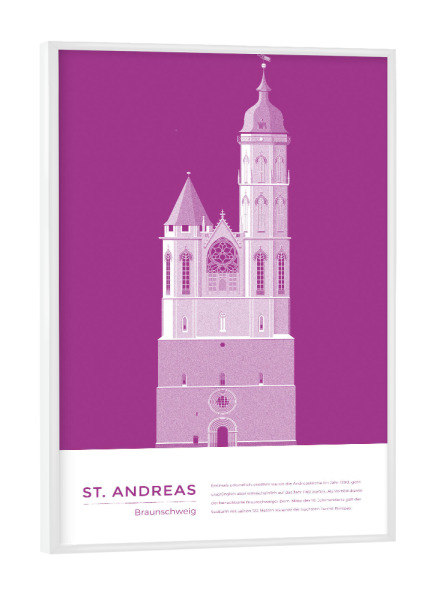 Poster mit weißem Rahmen "Kunter - St.Andreas Braunschweig" artboxONE - Städte,Reise,Architektur