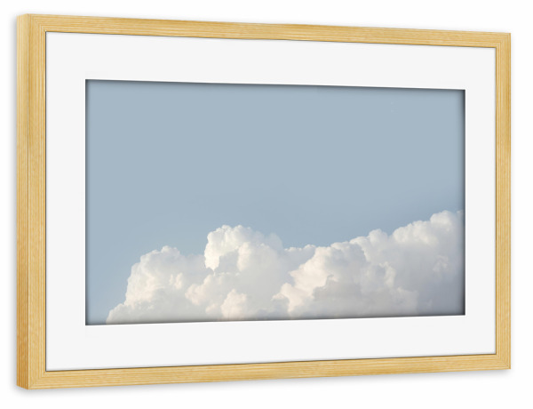 Poster mit Rahmen kiefer "Zuckerwatte-Himmel" artboxONE - Natur - Wolken,Himmel,Minimal,Minimalismus,Bewölkt,Weiß