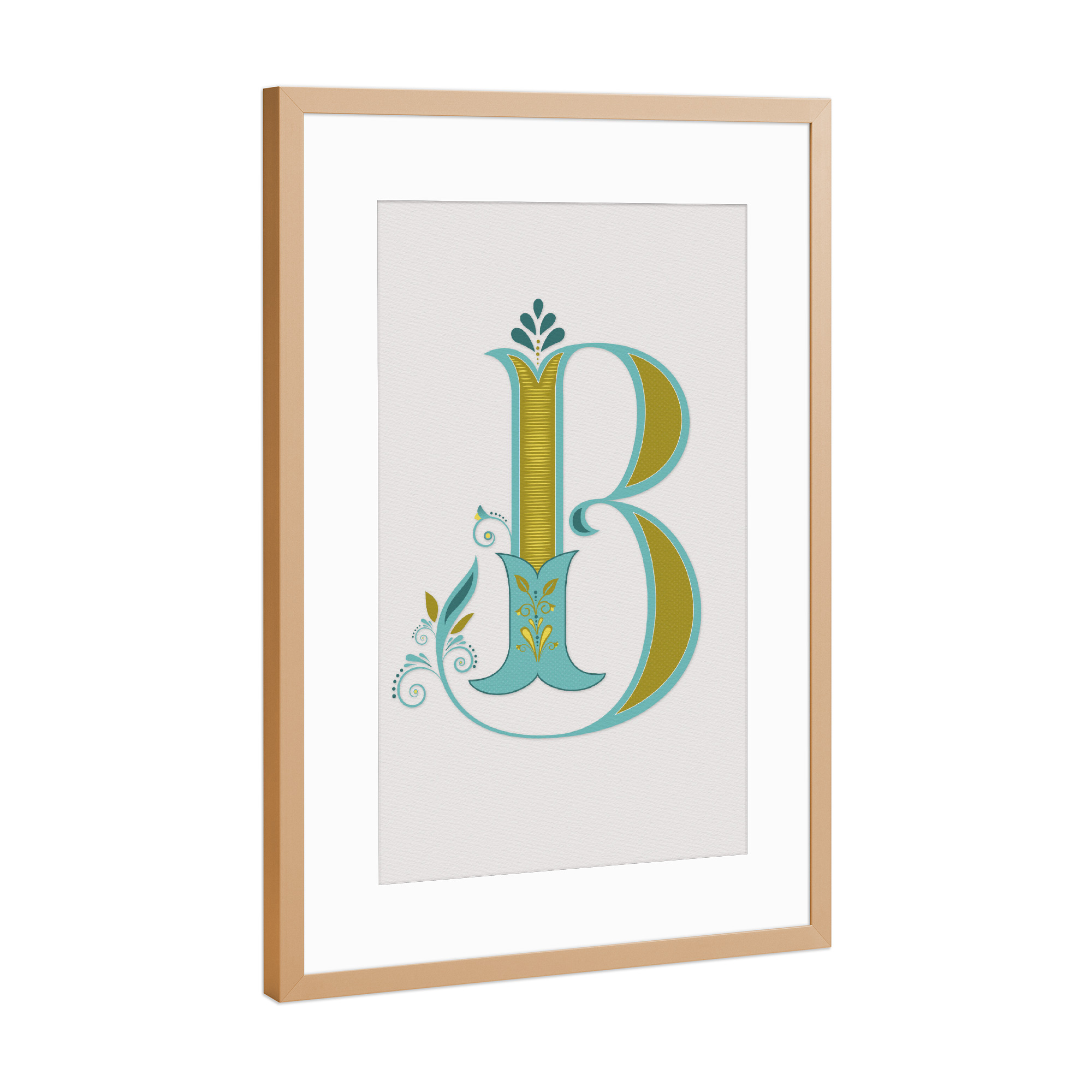Poster mit Rahmen Kupfer "Initiale B" artboxONE - Typografie,Buchstaben,Buchstaben / B