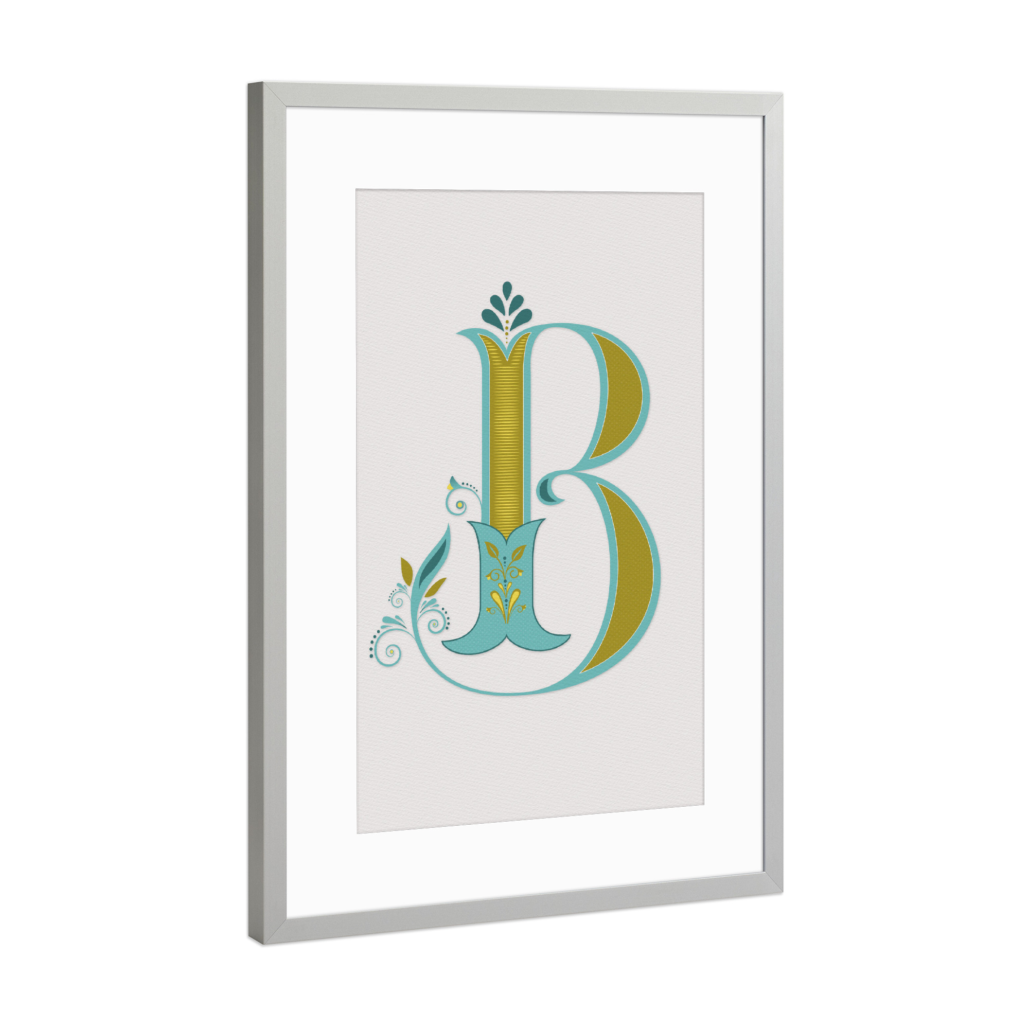 Poster mit Rahmen Silber "Initiale B" artboxONE - Typografie,Buchstaben,Buchstaben / B