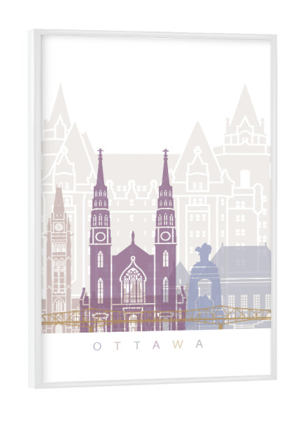 Poster mit weißem Rahmen "OTTAWA SKYLINE PASTELL" artboxONE - Städte,Architektur