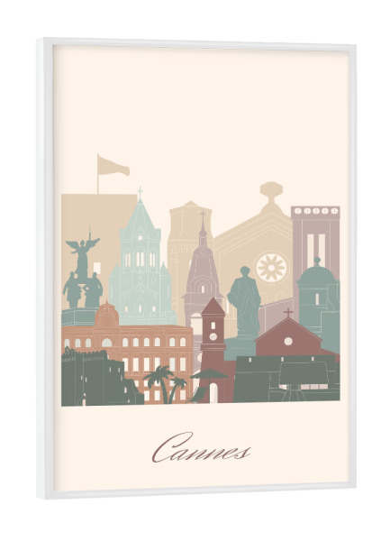 Poster mit weißem Rahmen "Skyline von Cannes" artboxONE - Städte,Reise,Architektur,Kartografie