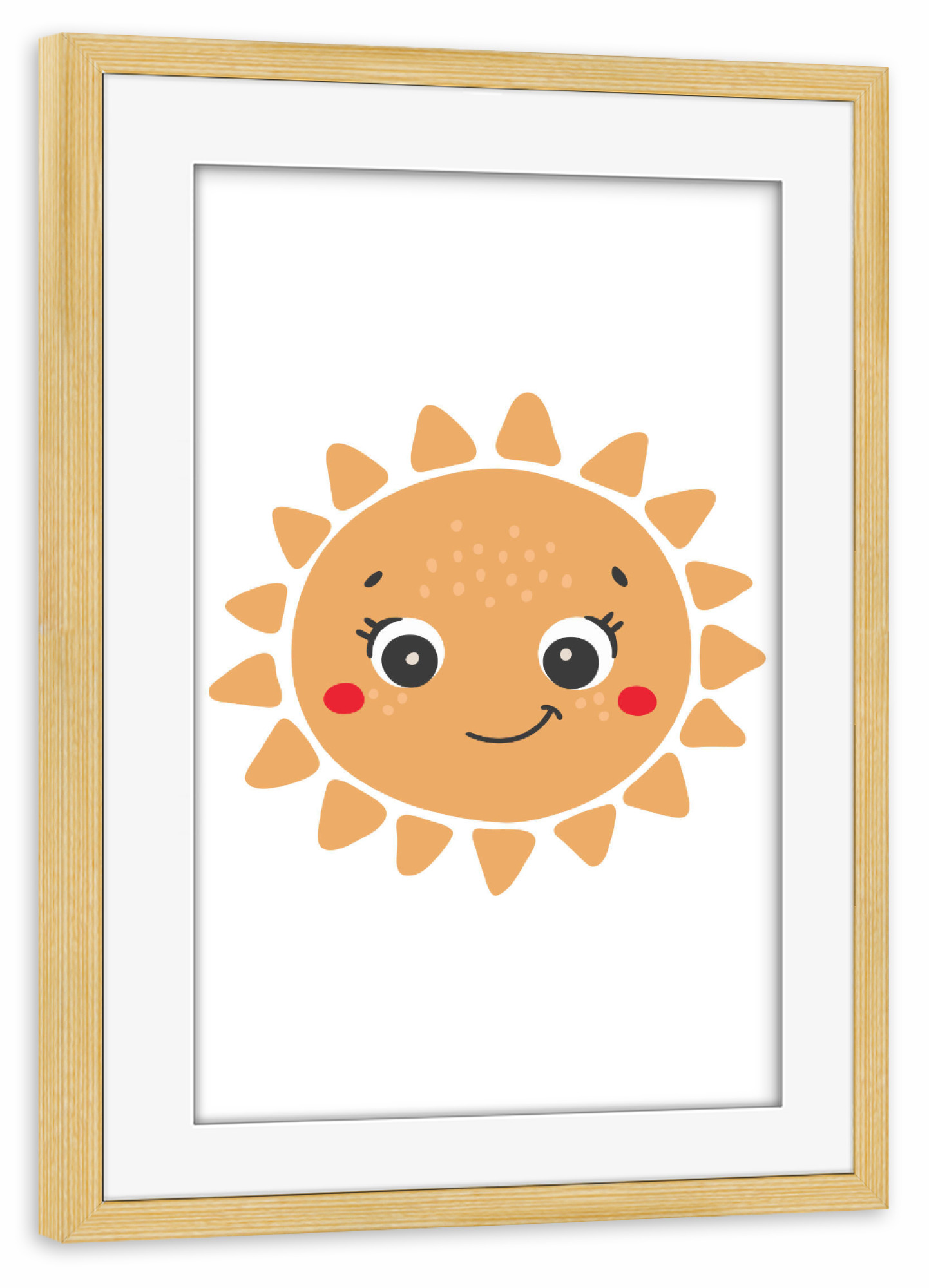 Poster mit Rahmen kiefer "Lächelndes Sonnendesign" artboxONE - Für Kinder,Abstrakt,Lustig
