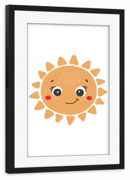Poster mit Rahmen schwarz "Lächelndes Sonnendesign" artboxONE - Für Kinder,Abstrakt,Lustig