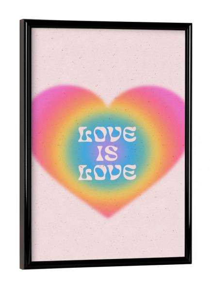 Poster mit schwarzem Rahmen "Liebe ist Liebesherz" artboxONE - Menschen,Liebe - Liebe,Liebe ist liebe,Stolz,Stolzmonat,Herz,Regenbogen,Aura