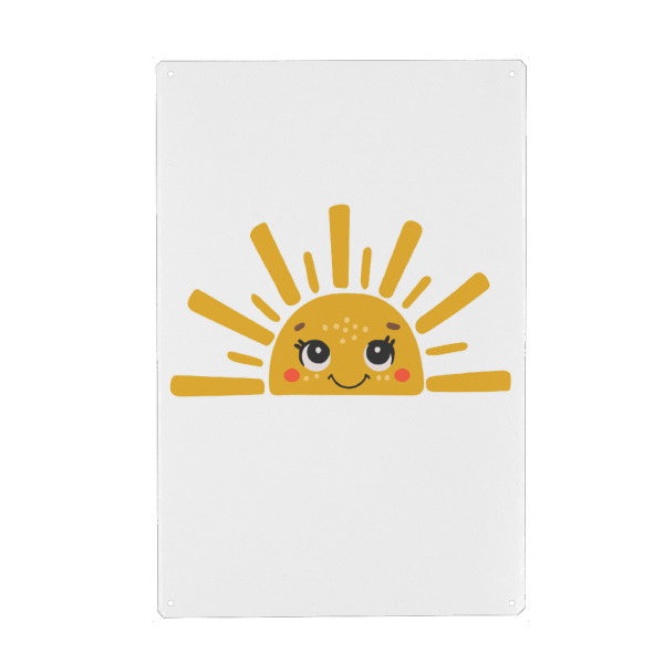 Metall Poster "Sonne mit Augen-Baby-Design" artboxONE - Für Kinder,Tiere,Comic,Abstrakt