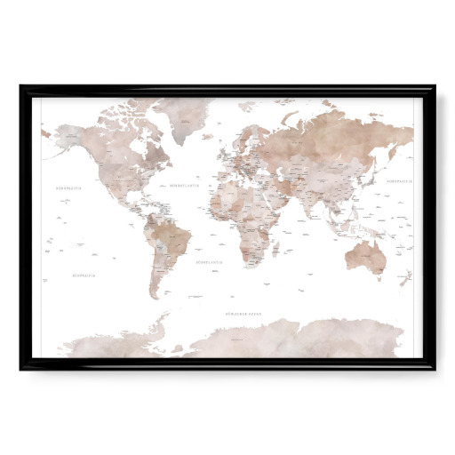 Weltkarte auf Deutsch, Finn