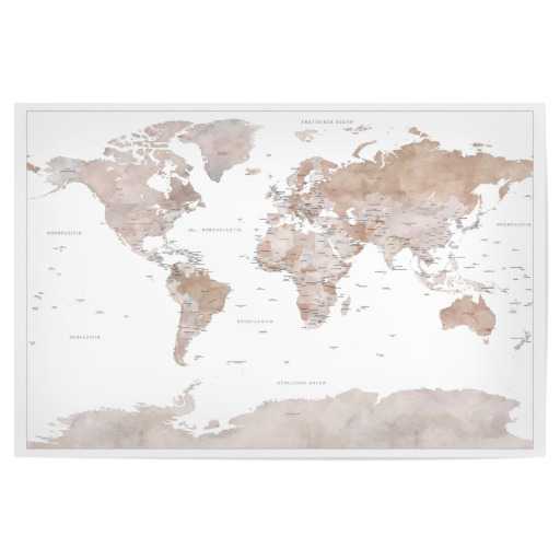 Weltkarte auf Deutsch, Finn